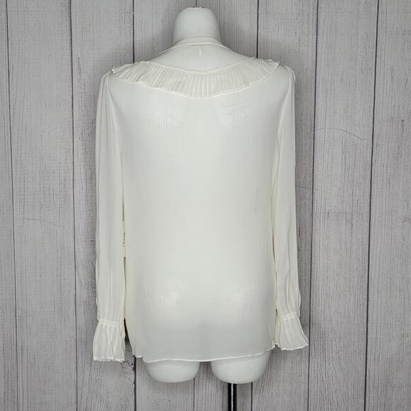 FRAME Feminine Tuck 100% Silk Off White Top, NWT, size Large - Picture 4 of 8